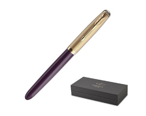 Ручка перьевая Parker 51 Plum цвет чернил черный цвет корпуса золотистый (артикул производителя 2123516)